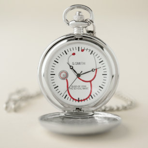 Monogram. Medical School Graduation Gift! Pocket Watch