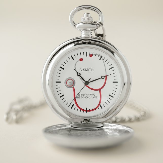 Monogram. Medical School Graduation Gift! Pocket Watch (Inside)