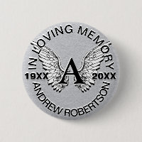Monogram | Memorial | Angel Wings Button
