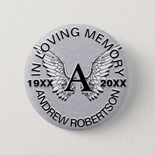 Monogram  Memorial  Angel Wings Button