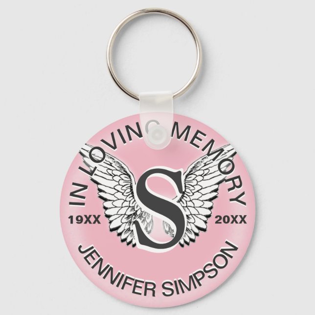 Monogram | Memorial |  Angel Wings Keychain (Front)