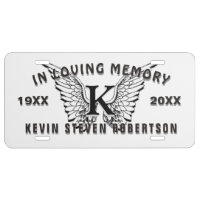 Monogram Memorial Angel Wings License Plate