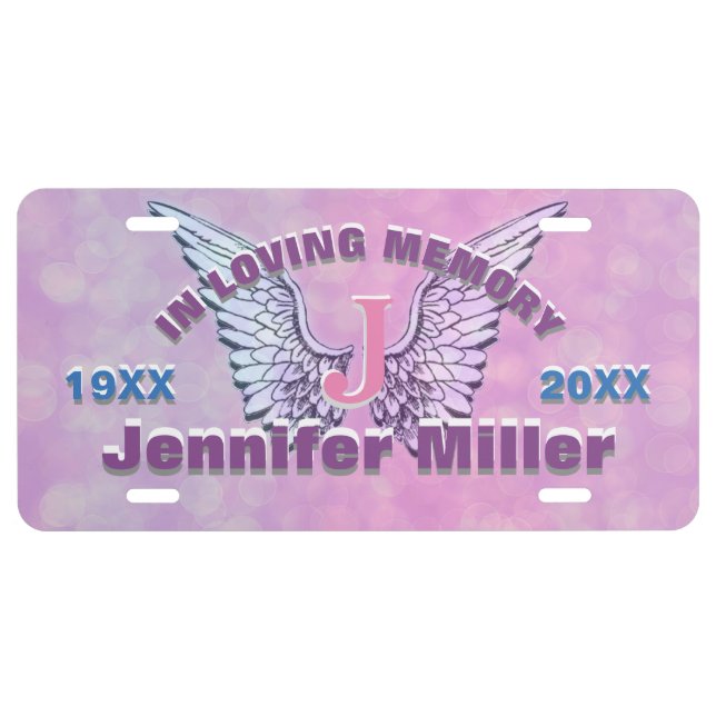 Monogram Memorial Personalized License Plate (Front)