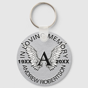 Monogram   Memorial   Silver Angel Wings Keychain
