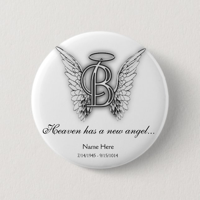 Monogram Memorial Tribute Letter B Button (Front)