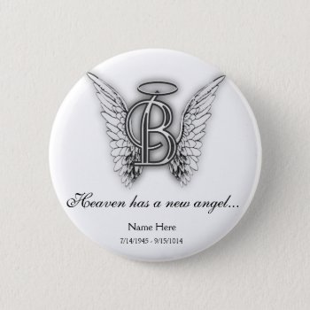 Monogram Memorial Tribute Letter B Button by AngelAlphabet at Zazzle