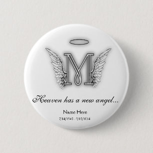 Monogram Memorial Tribute Letter M Pinback Button