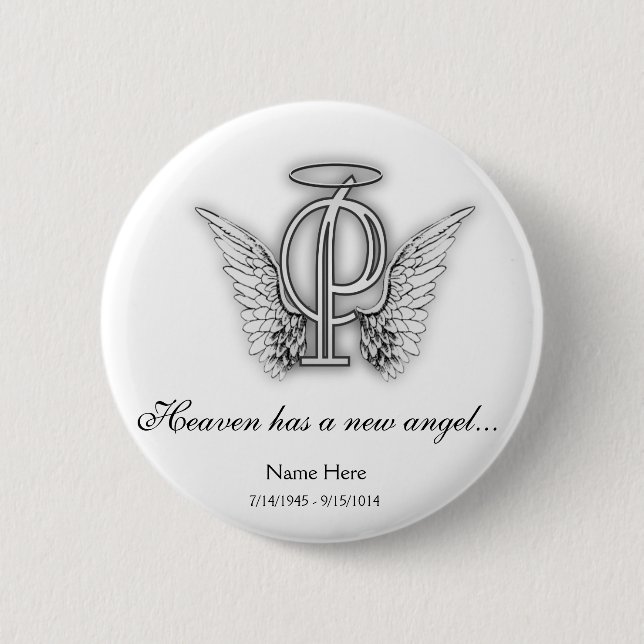 Monogram Memorial Tribute Letter P Button (Front)
