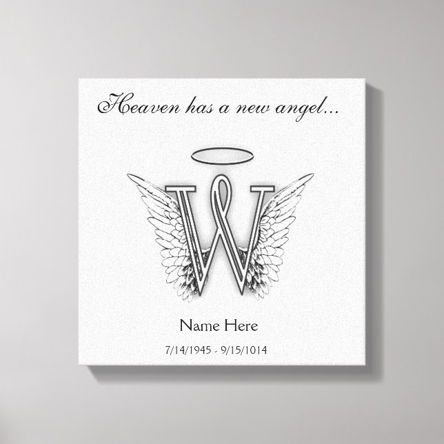 Monogram Memorial Tribute Letter W Canvas Print (Front)