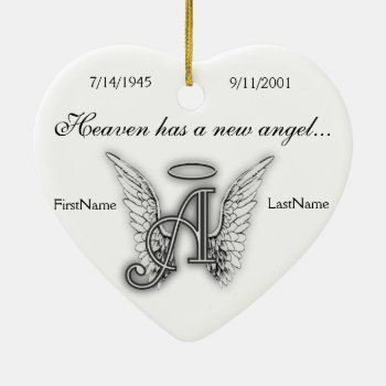 Monogram Memorial Tribute Ornament A by AngelAlphabet at Zazzle