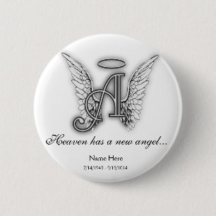 Monogram Memorial Tribute Ornament A Button