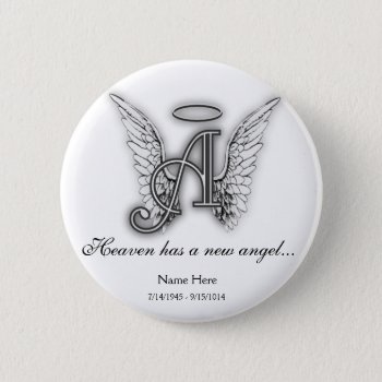 Monogram Memorial Tribute Ornament A Button by AngelAlphabet at Zazzle
