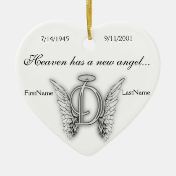 Monogram Memorial Tribute Ornament D by AngelAlphabet at Zazzle