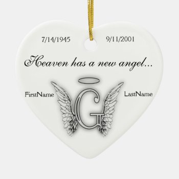 Monogram Memorial Tribute Ornament G by AngelAlphabet at Zazzle