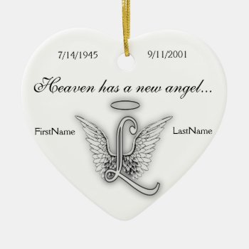 Monogram Memorial Tribute Ornament L by AngelAlphabet at Zazzle