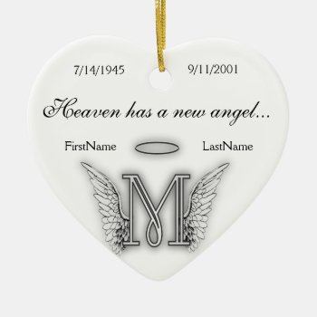 Monogram Memorial Tribute Ornament M by AngelAlphabet at Zazzle