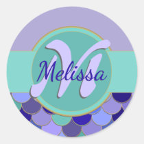 Monogram Mermaid Sheet of Stickers | Purple &amp; Teal