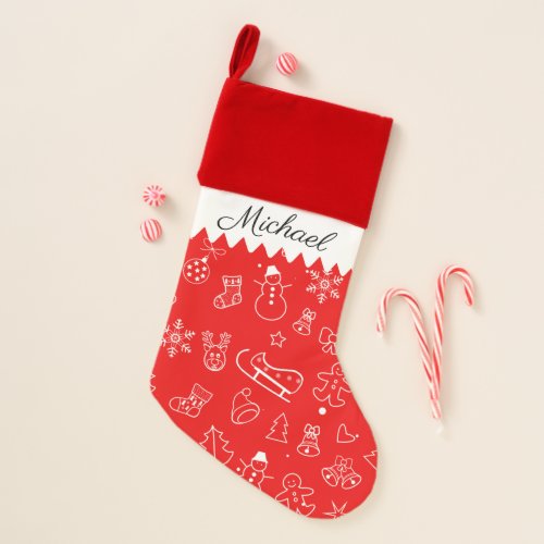 Monogram Merry Christmas and Happy New Year Christmas Stocking