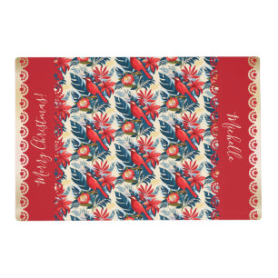 Monogram Merry Christmas & Happy New Year! Floral Placemat