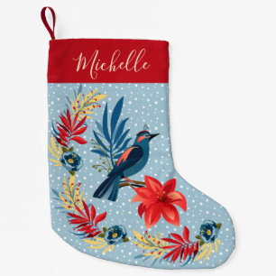 Monogram Merry Christmas & Happy New Year! Floral Small Christmas Stocking