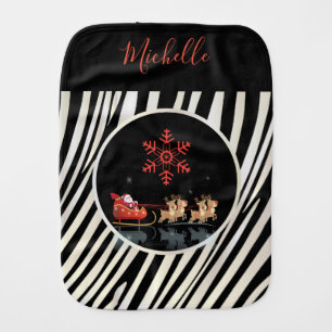 Monogram Merry Christmas & Happy New Year! Santa Baby Burp Cloth