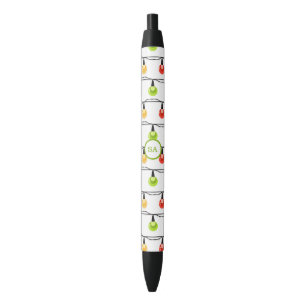Monogram Merry Christmas Lights Red Green White Pen