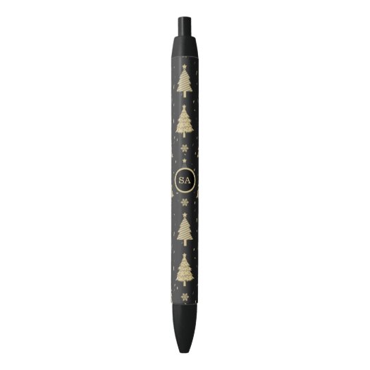 Monogram Merry Christmas Tree Snow Gold Star