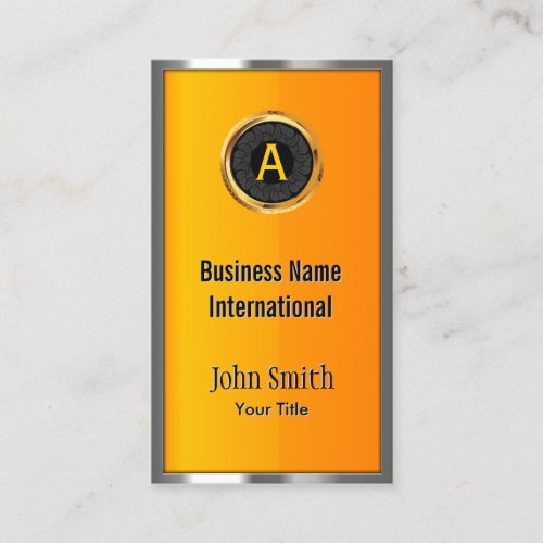 Monogram Metal Frame Elegant Gold Business Card