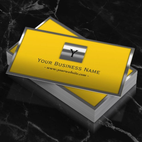 Monogram Metal Framed Professional Yellow Business Card