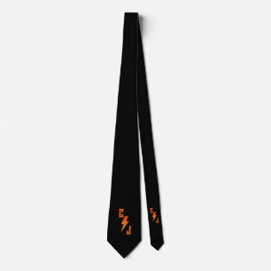 Monogram Metal Music Hard Rock Flame Bolt Neck Tie