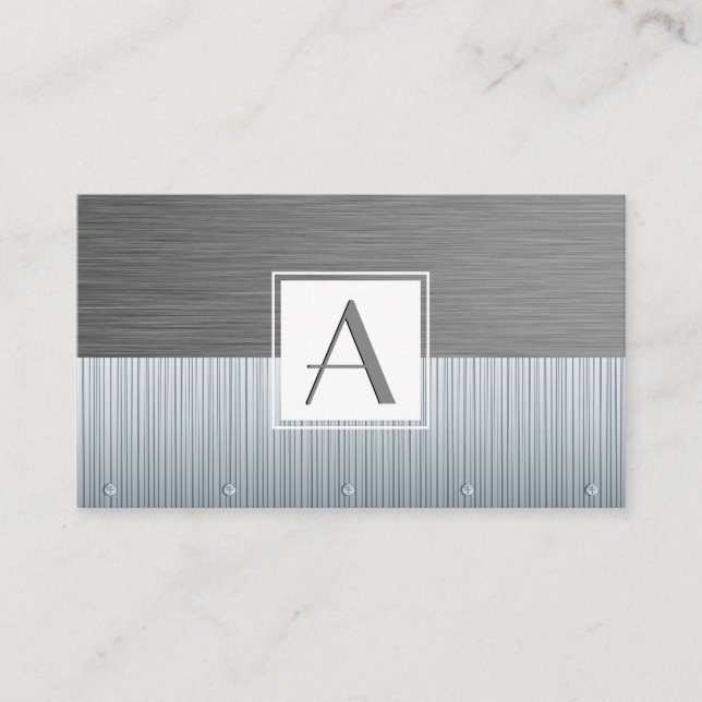 Monogram Metal with Rivets Background Business Card (Front)