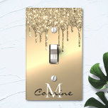 Monogram Metallic 14k Brass Gold Dripping Glitter Light Switch Cover