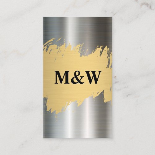 Monogram  Metallic Aluminum Background Business Card