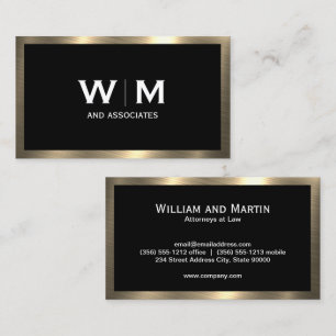 Monogram   Metallic Gold Border Business Card