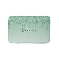 Monogram Metallic Mint Green Glitter Dripping