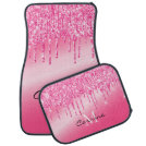 Monogram Metallic Neon Hot Pink Dripping Glitter Car Floor Mat Monogram Metallic Neon Hot Pink Dripping Glitter Car Floor Mat