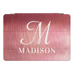 Monogram Metallic Pink Textured Personalized Name iPad Pro Cover