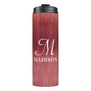 Monogram Metallic Pink Textured Personalized Name Thermal Tumbler