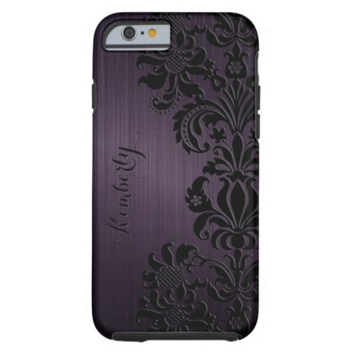 Monogram Metallic Purple Black Lace Accents Tough iPhone 6 Case