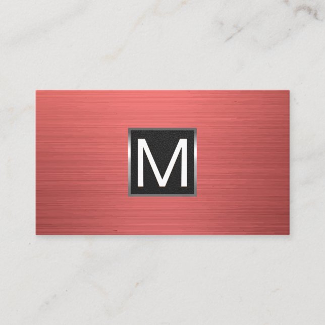 Monogram | Metallic Red Background Business Card (Front)