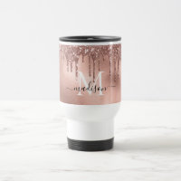 Monogram Metallic Rose Gold Pink Glitter Drips