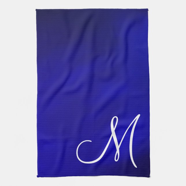 Monogram Metallic Royal Blue Kitchen Towell Towel (Vertical)