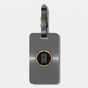 Monogram Metallic Silver Stainless Steel Look Luggage Tag