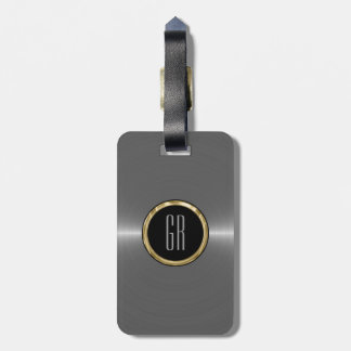 Monogram Metallic Silver Stainless Steel Look Luggage Tag