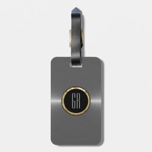 Monogram Metallic Silver Stainless Steel Look Luggage Tag