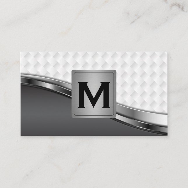 Monogram | Metallic Weave Pattern Business Card (Front)