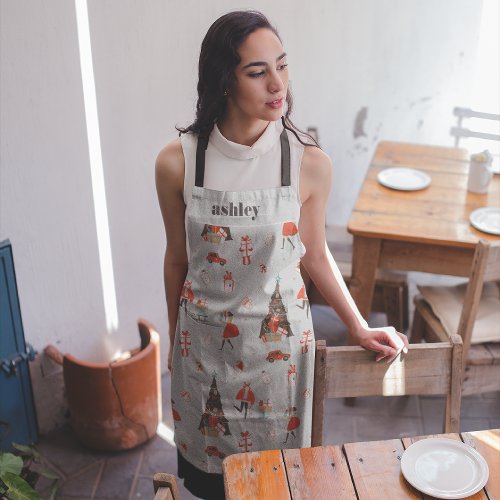 Monogram  Mid_Century Modern Christmas Apron