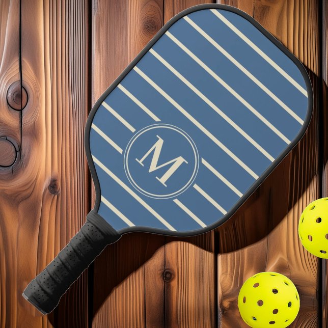 Monogram Mid-Century Striped Capri Blue Color Pickleball Paddle (Creator Uploaded)