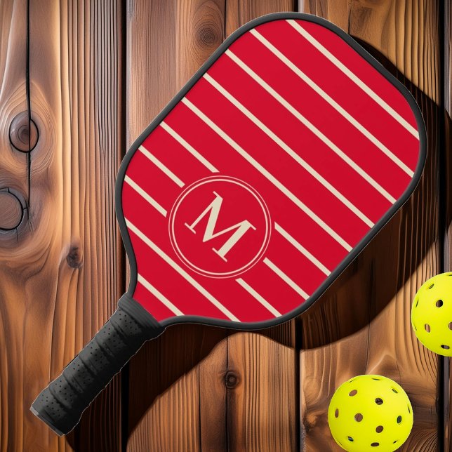 Monogram Mid-Century Striped Cherry Picking Pink Pickleball Paddle (Creator Uploaded)