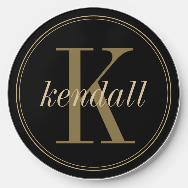 Monogram Midnight Gold ID938  Wireless Charger (Front)